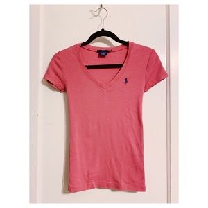 Ralph Lauren - Rose Pink V Neck Cotton Tee
